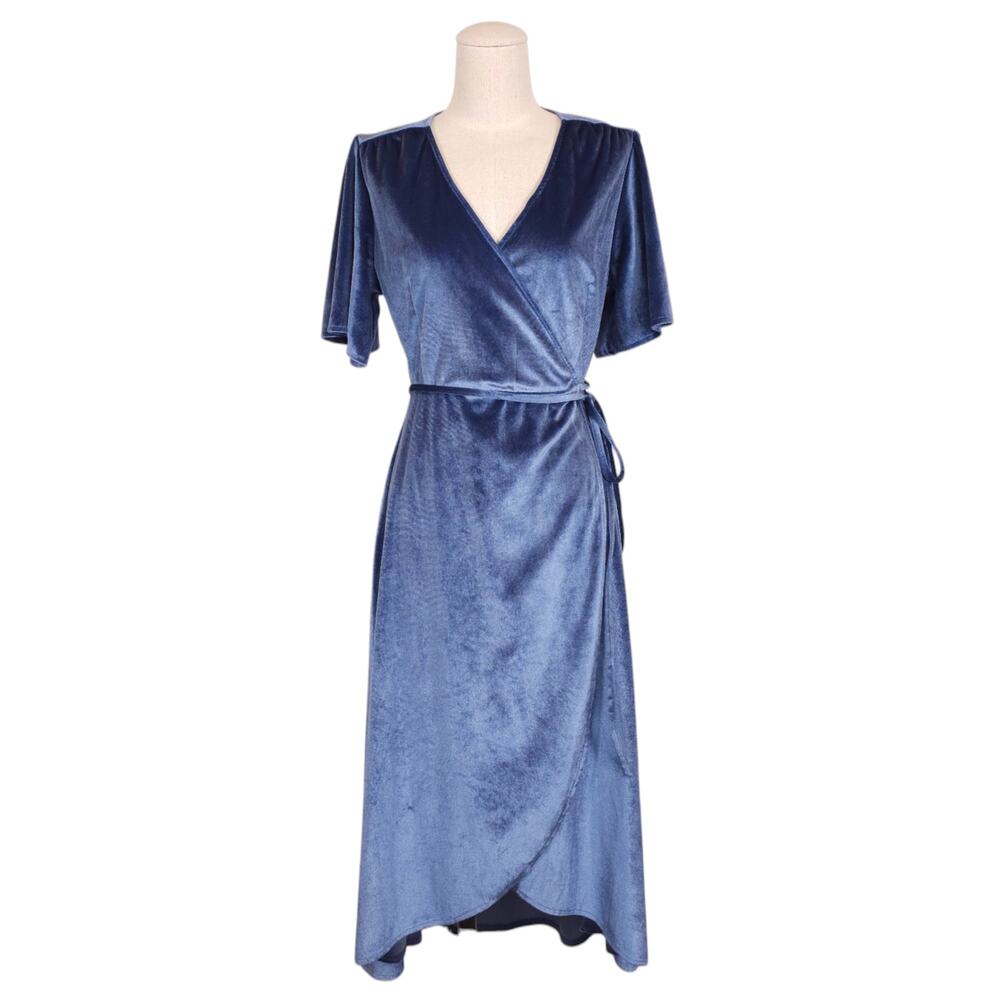 Baltic Born Allison Velvet Midi Dress Blue Sz Medium